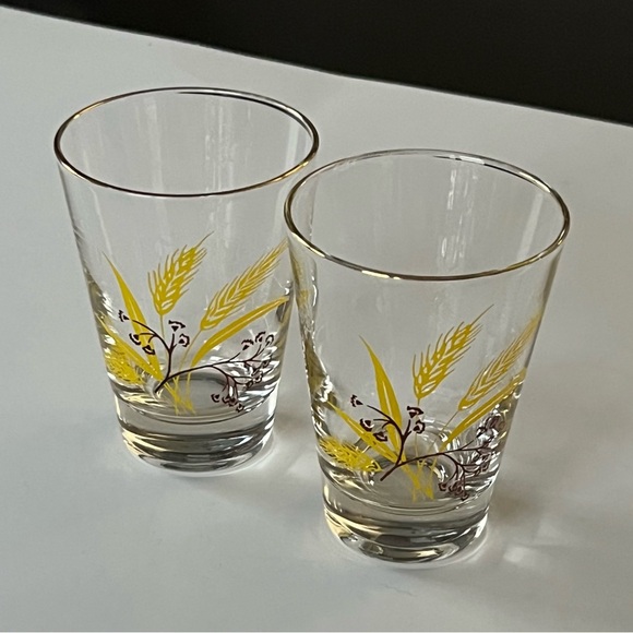 VTG 1950s Autumn Gold glasses Homer Laughlin for Century Service set/2, 4 oz - Picture 3 of 10